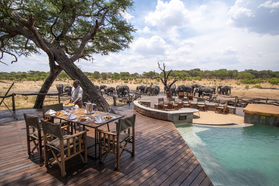 Somalisa Camp Dining next to the Elephants