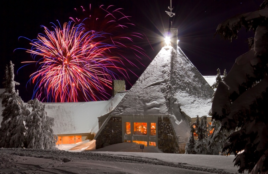 Timberline Lodge Exterior Fireworks Show