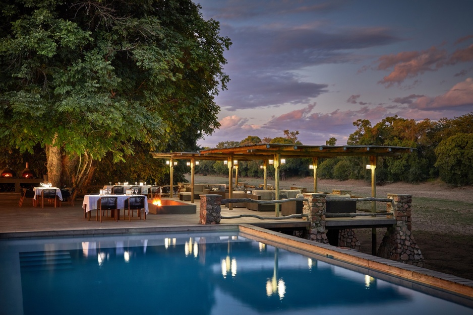 Mfuwe Lodge Pool at Night