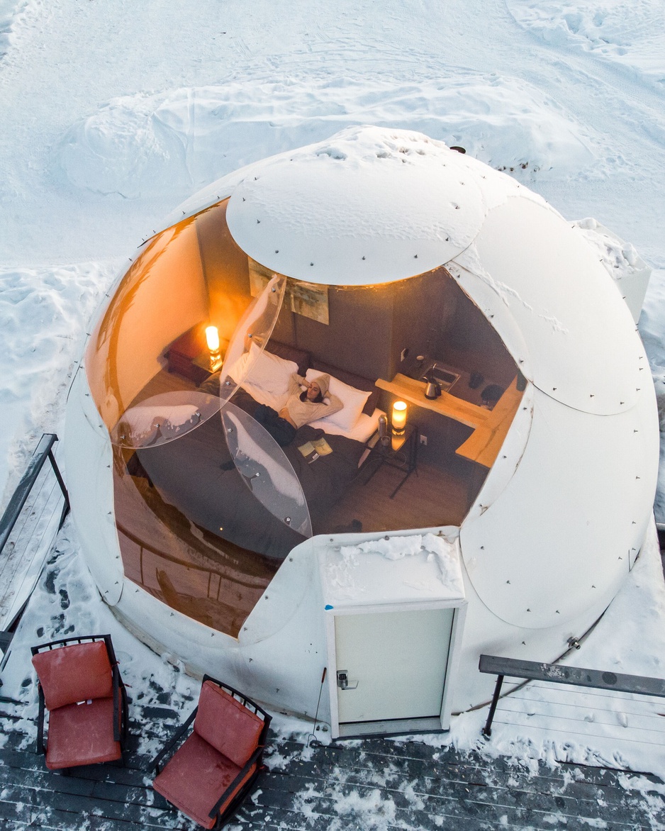 Borealis Basecamp Igloo From Above With A See-through Glass Top