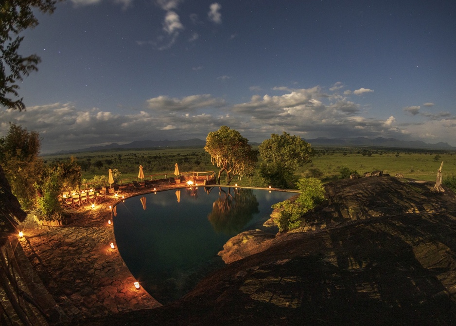 Apoka Safari Lodge Pool At Night