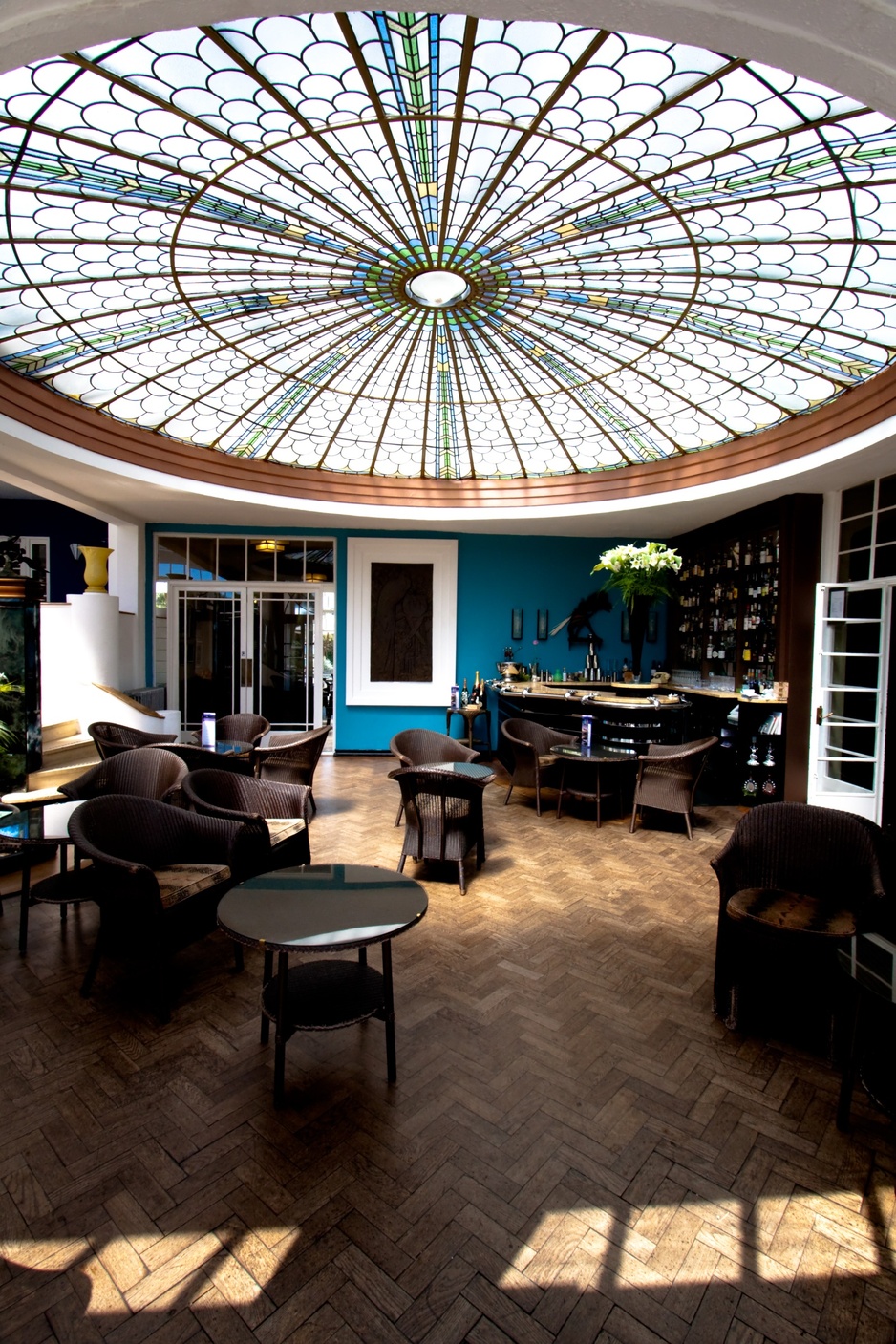 The Palm Court in Burgh Island Hotel