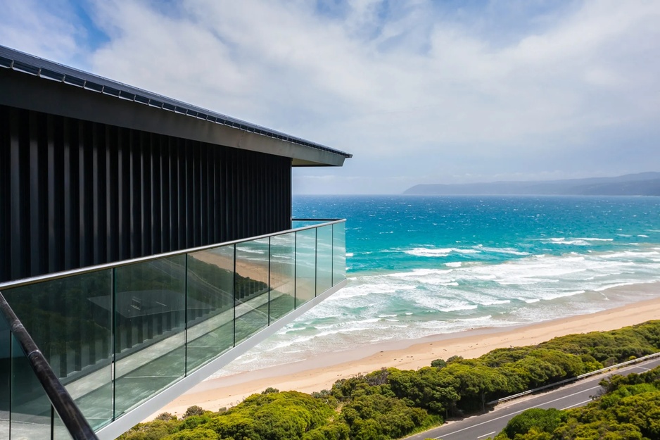 The Pole House Side View with the Ocean