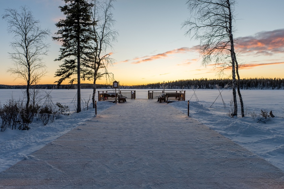 Nivunki Village View from the Sauna on the Icy Lake