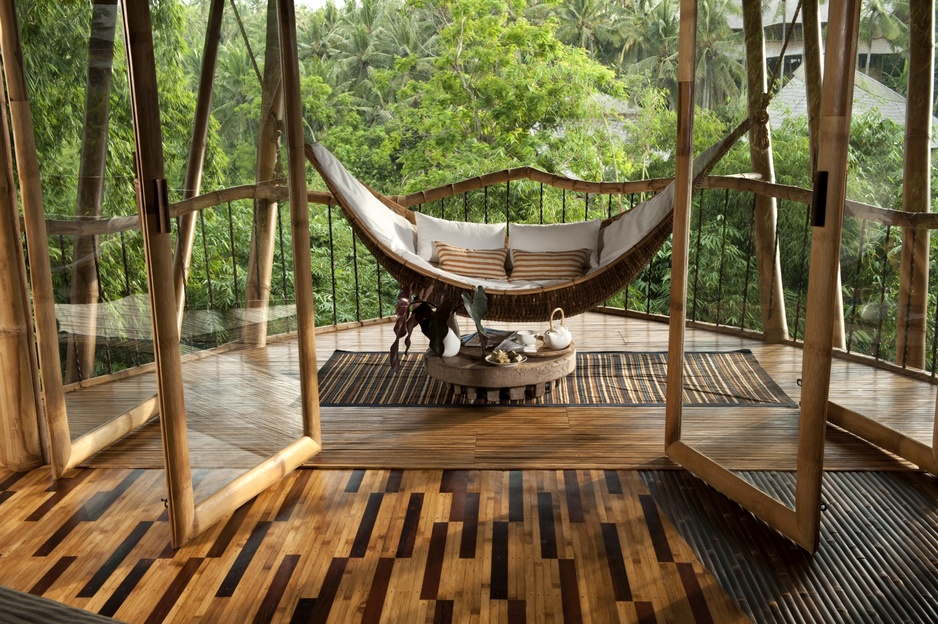 Sharma Springs Bamboo House Balcony With A Hammock
