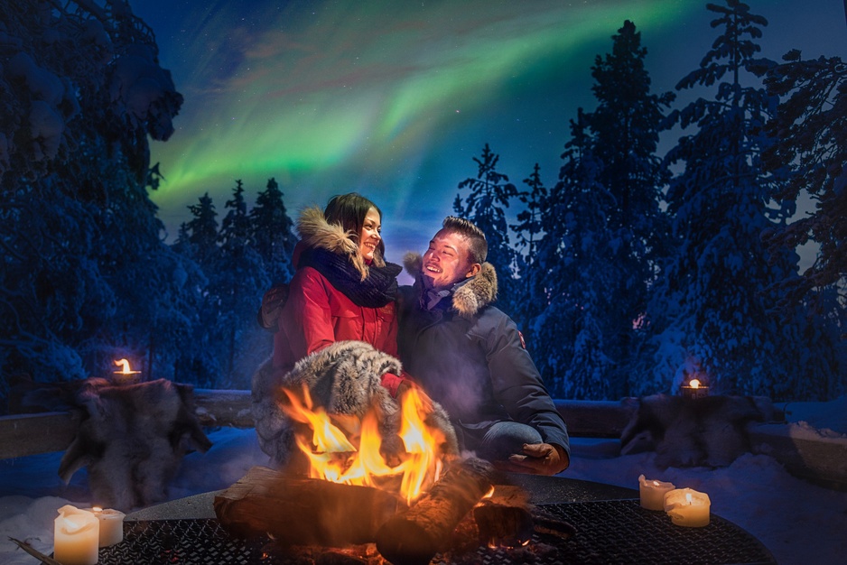 Arctic TreeHouse Hotel Northern Lights Fireplace