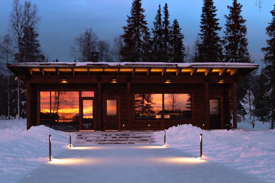 Nivunki Village Sauna Building During Sunset