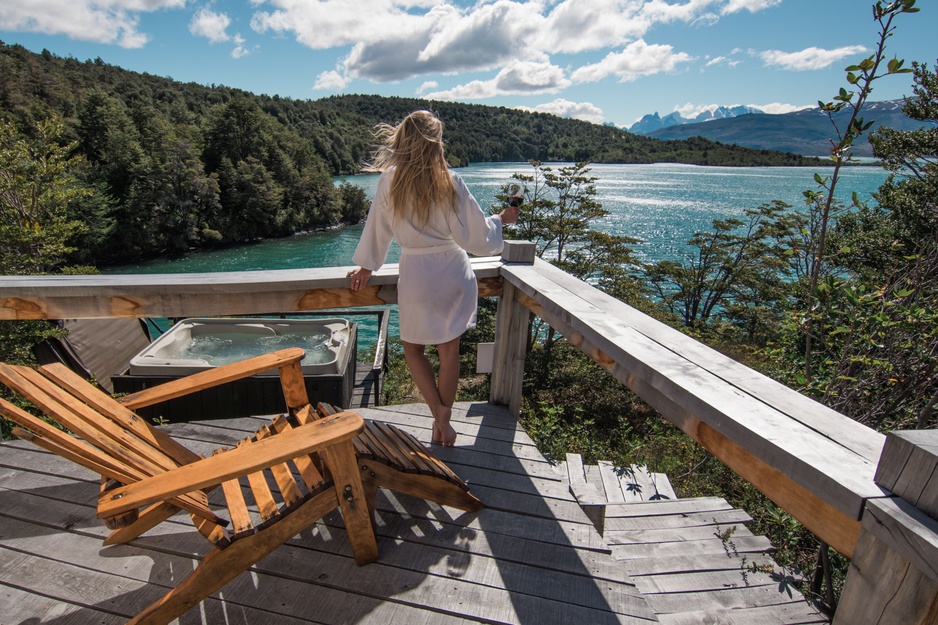 Patagonia Camp Deluxe Jacuzzi Yurt Private Terrace with a Hot Tub