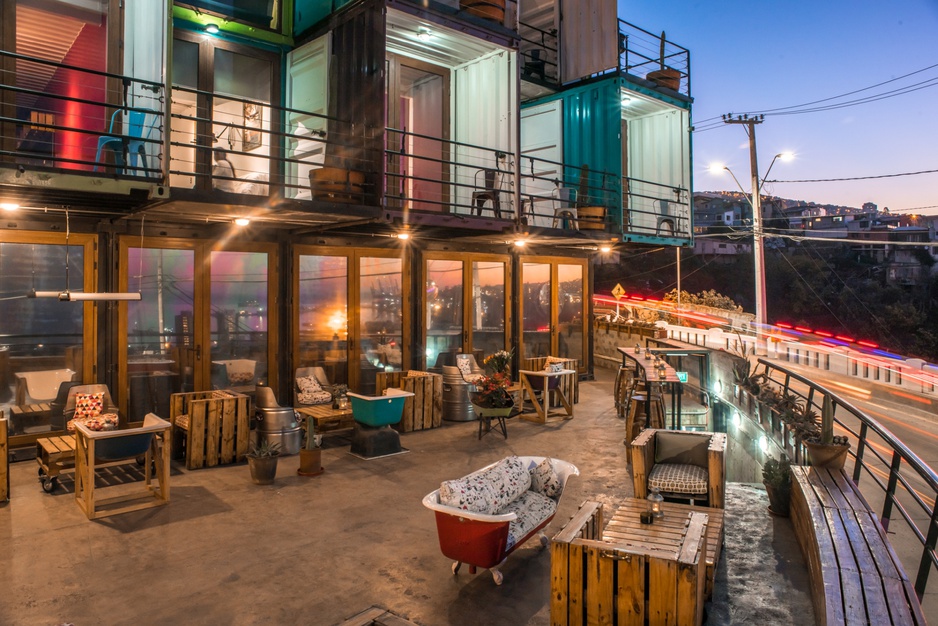 Winebox Valparaíso Hotel Terrace With Unique Furniture