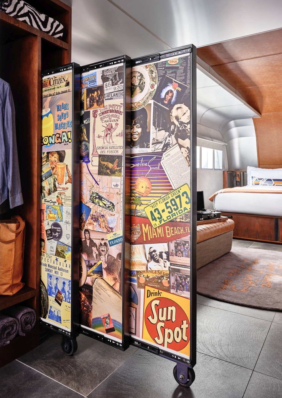 The Verb Hotel Vintage Trailer Interior with a Creative Space Divider