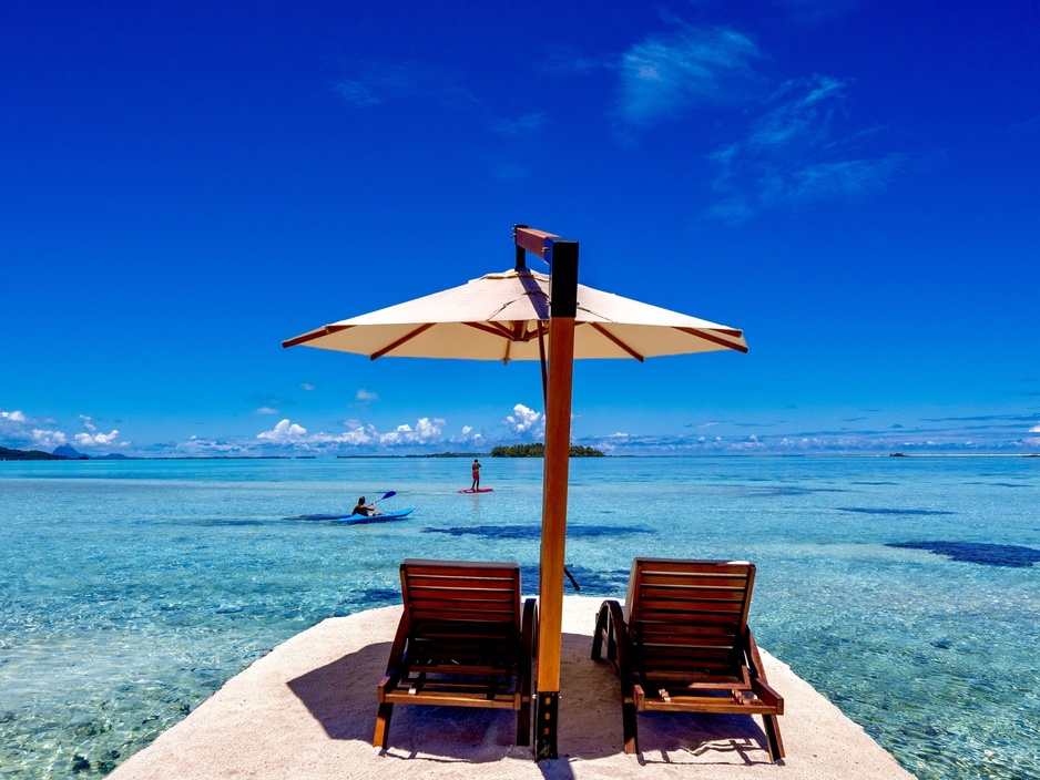 Eden Private Island Taha'a Sun Loungers by the Ocean