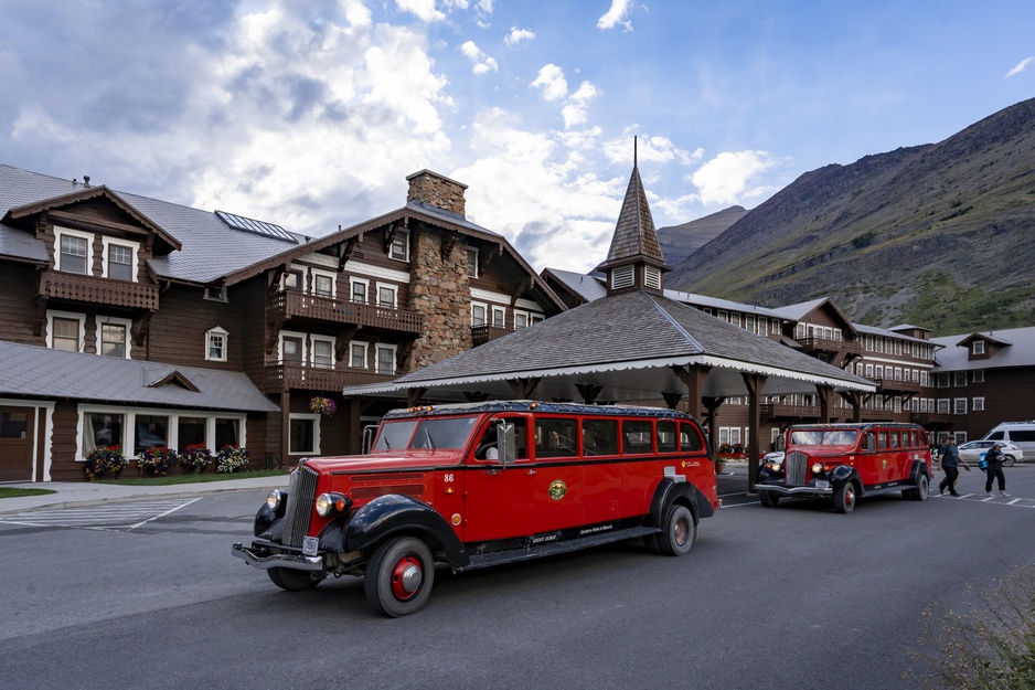 Many Glacier Hotel's Red Buses
