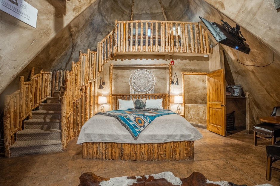 Zion White Bison Glamping Tipi Bedroom