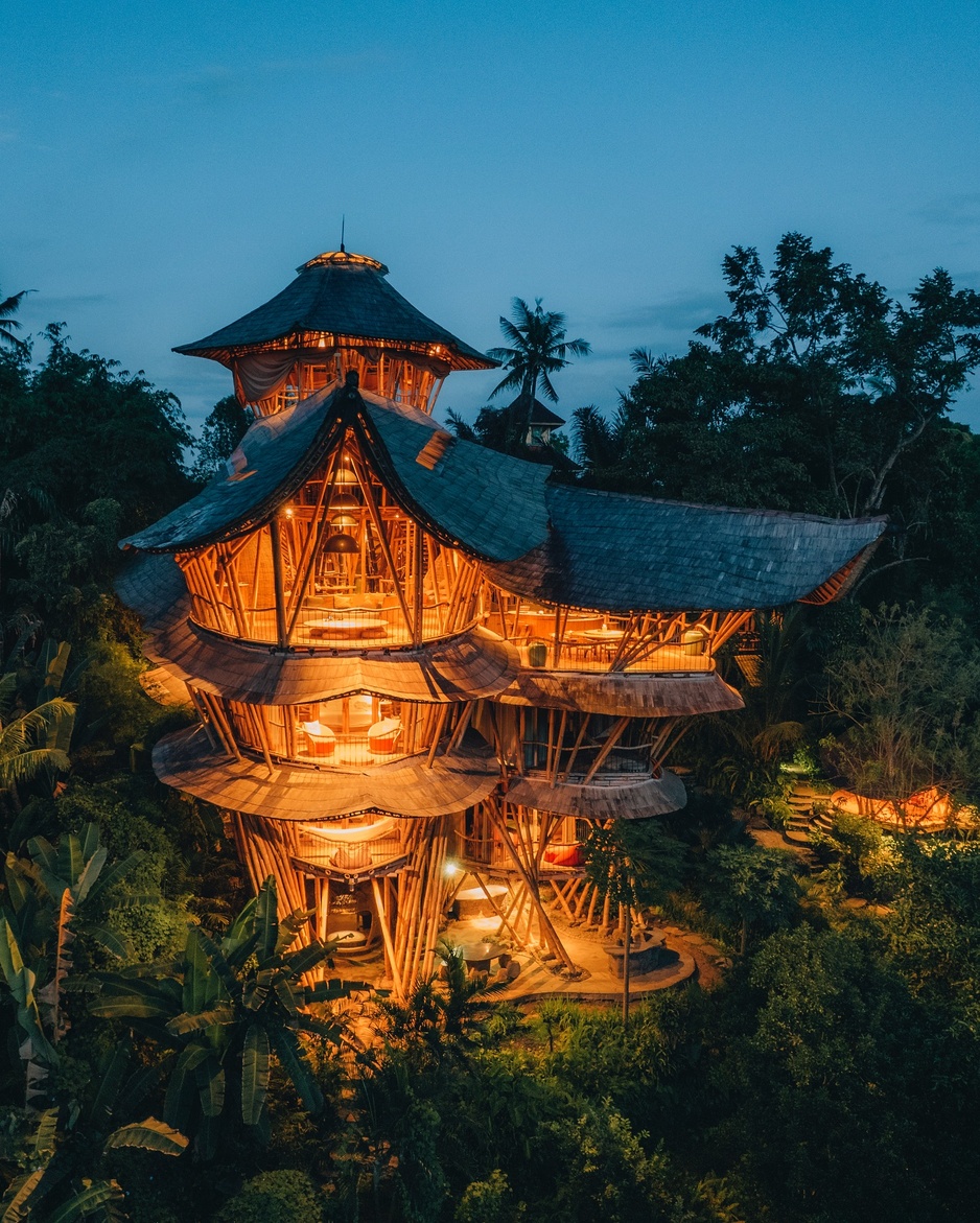 Aura House Bali Exterior at Night