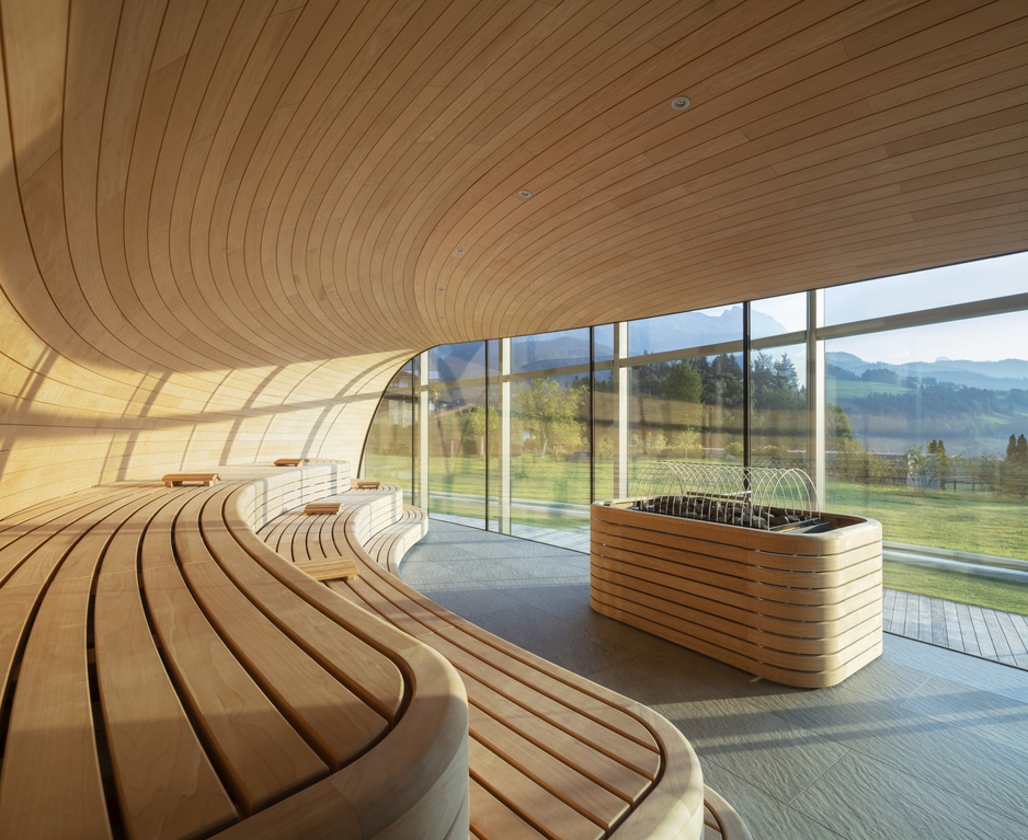 Krallerhof Hotel Finnish Sauna with Lake and Mountain Views