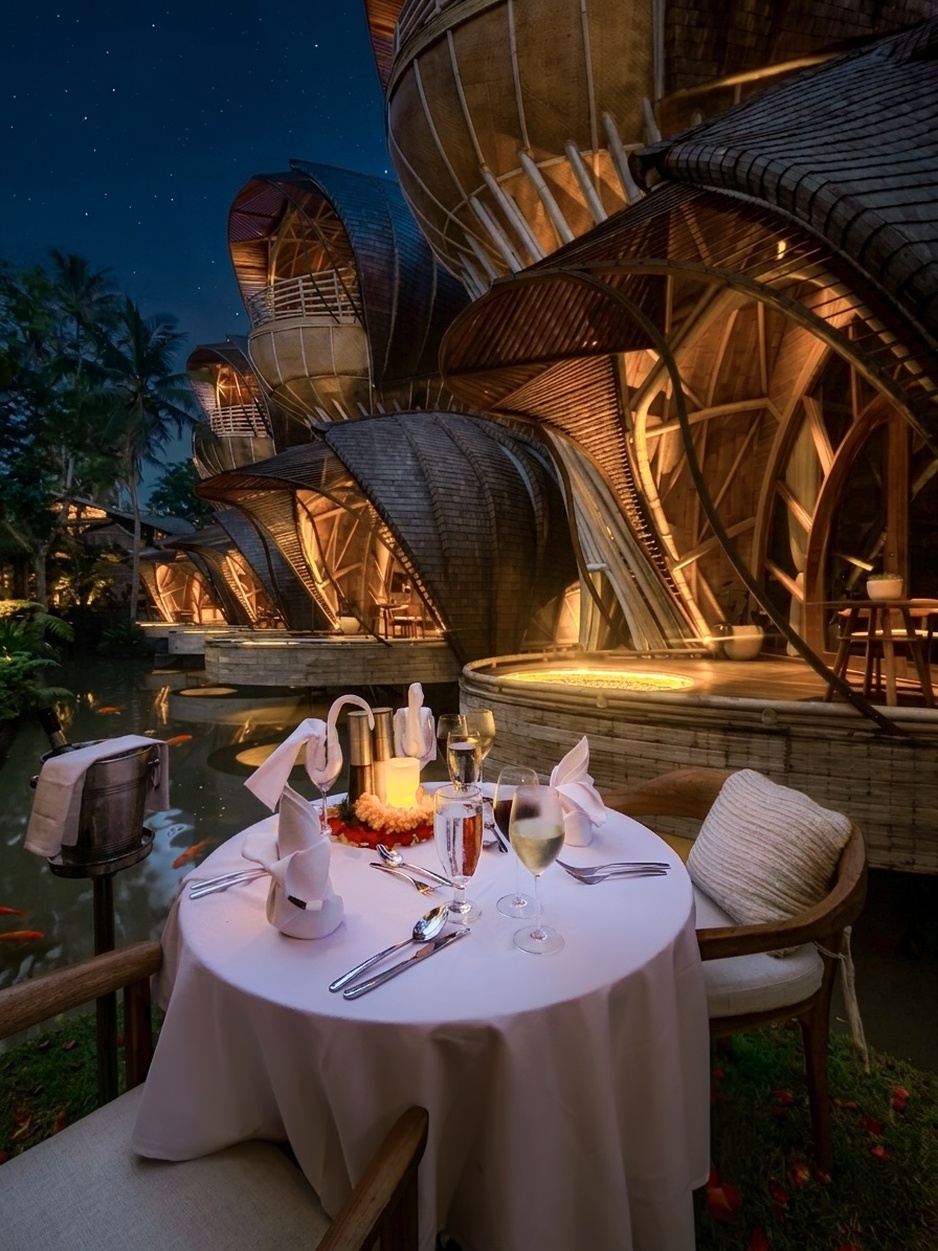 Ulaman Eco Luxury Resort - Romantic dinner - floating koi deck