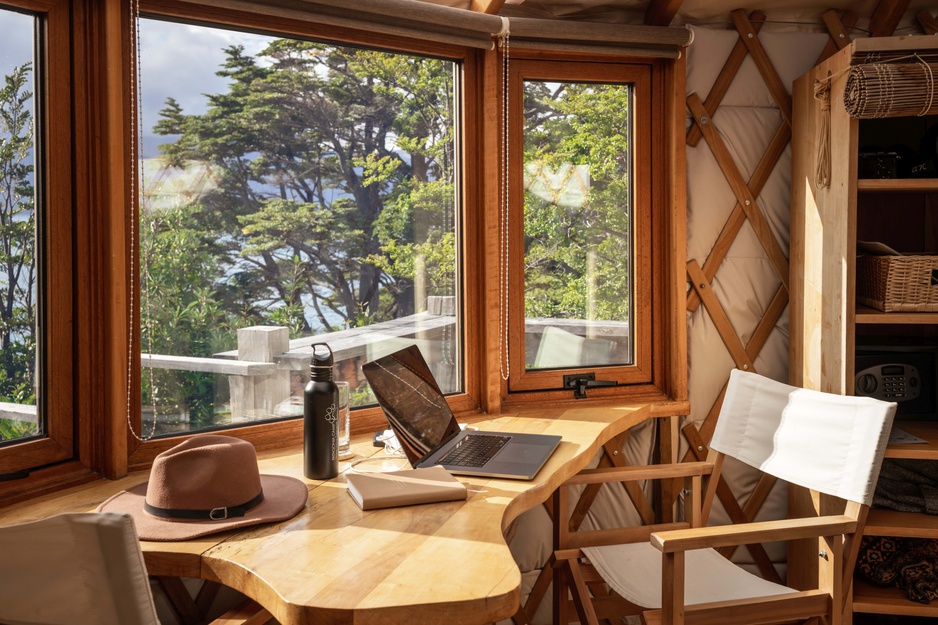 Patagonia Camp Deluxe Yurt Work Desk with a View