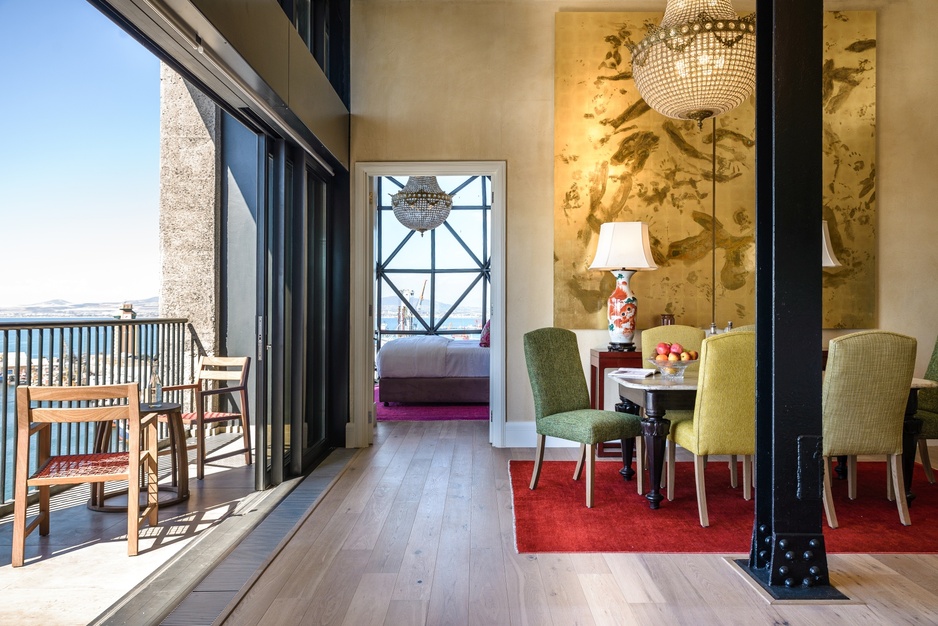 The Silo Hotel royal suite dining room with balcony