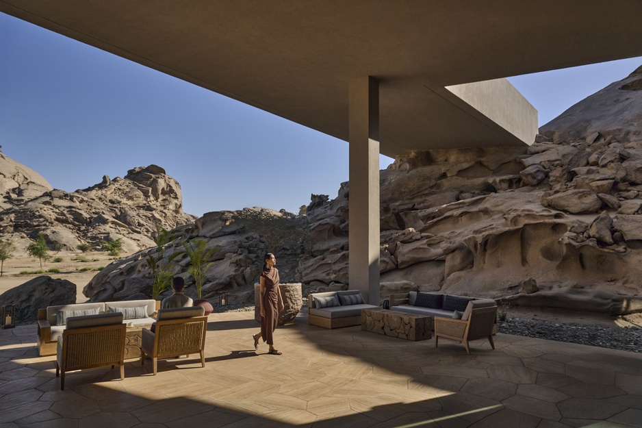 Desert Rock Resort Lobby Terrace with a Stylish Couple