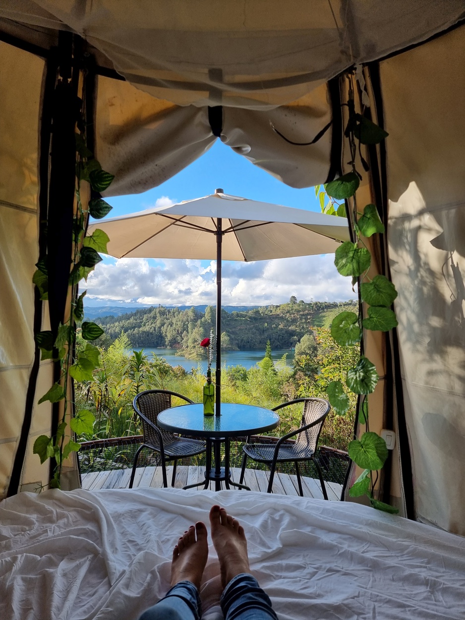 Levit Glamping View from the Tent of the Reservoir