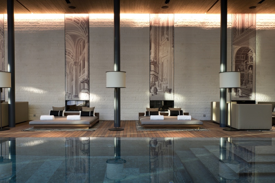 The Chedi Andermatt indoor pool lounges
