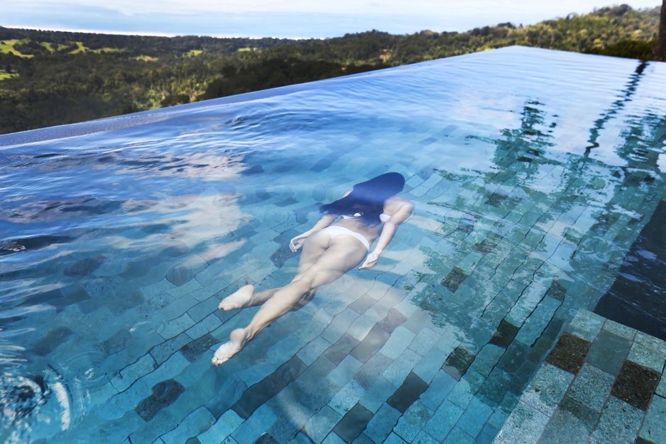Girl swims underwater