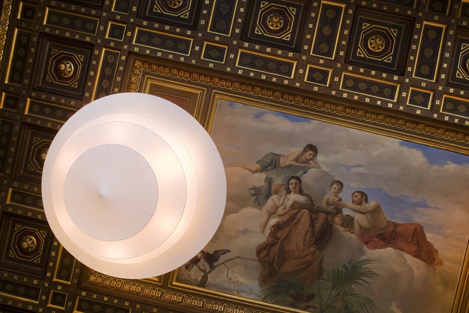 Cotton House Hotel library original 19th century ceiling painting