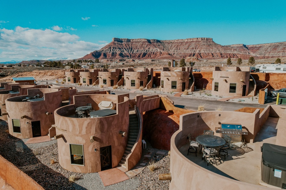 Zion White Bison Glamping Cliff Dwelling Exterior