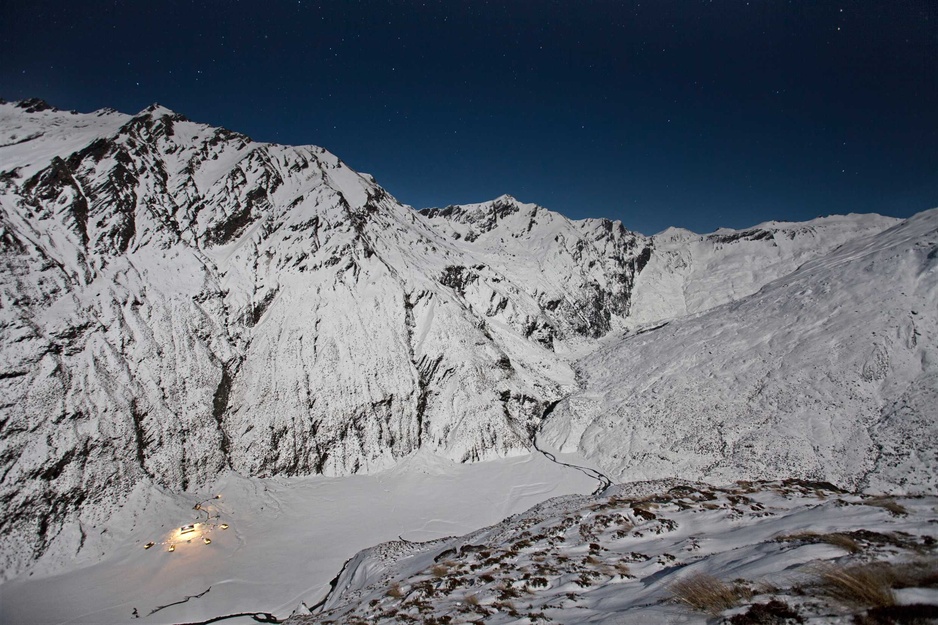 Wintery Alpine Lodge Minaret Station Aerial