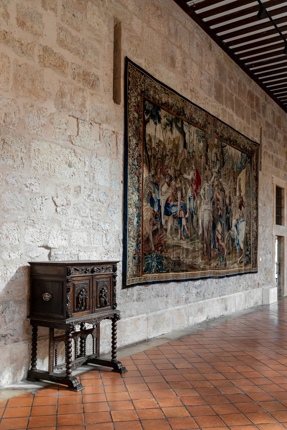 Parador de Lerma Courtyard Antique Furniture and Wall Rug
