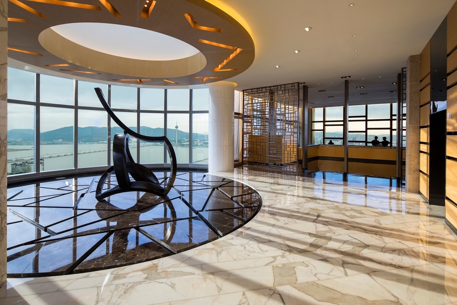 Altira Macau lobby on high floor with panorama on the city