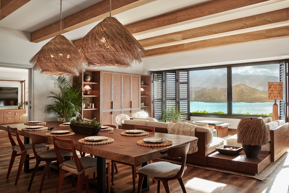 1 Hotel Hanalei Bay Napali Penthouse Living and Dining Room