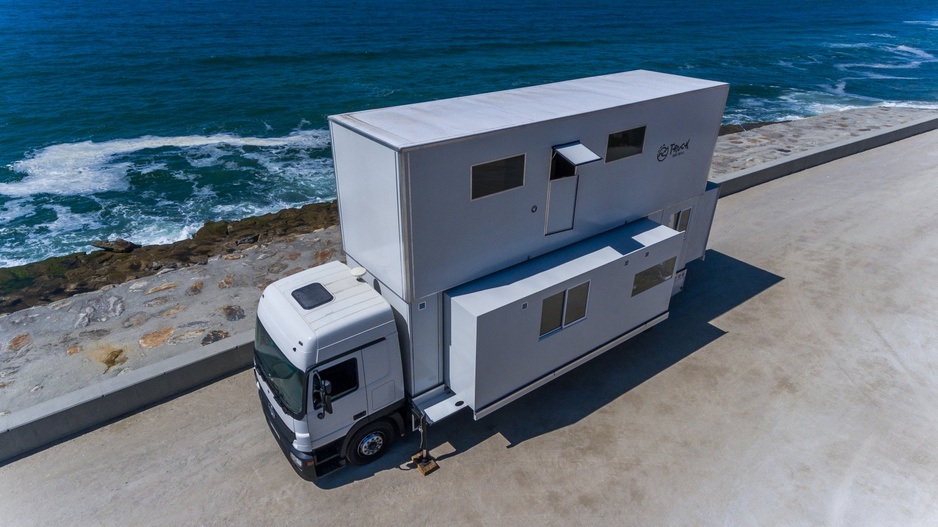 Truck Surf Hotel truck right at the beach