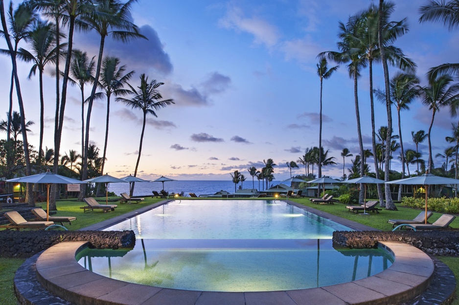 Hana-Maui Resort Pool at Sunset