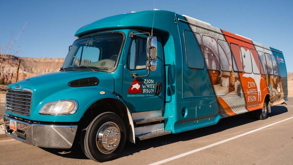 Zion White Bison Glamping Shuttle Bus