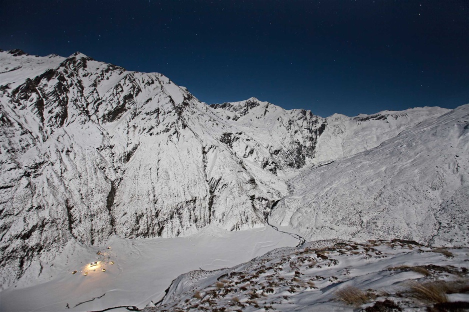 Wintery Alpine Lodge Minaret Station Aerial
