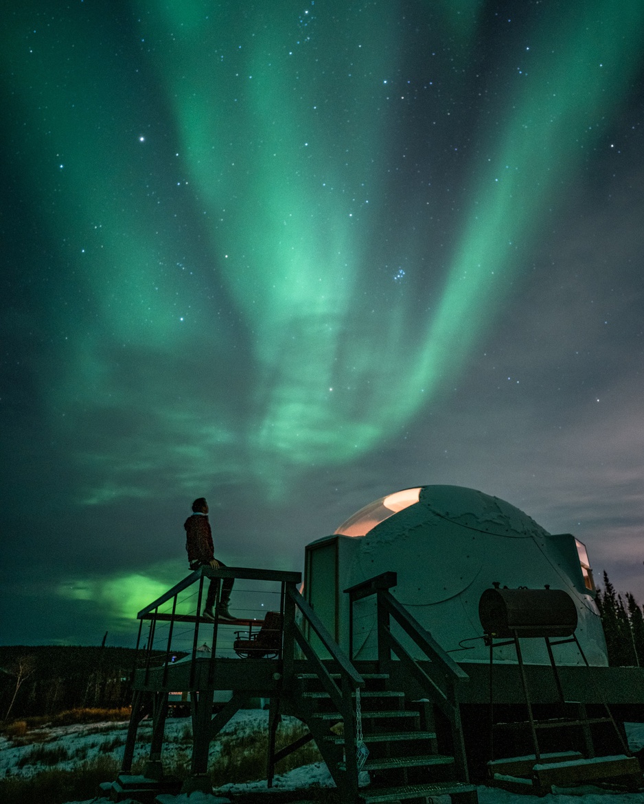 Borealis Basecamp Igloo Mini Terrace And The Northern Lights