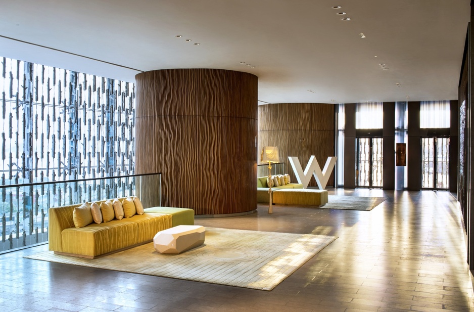W Hotel Hong Kong foyer with huge W sign