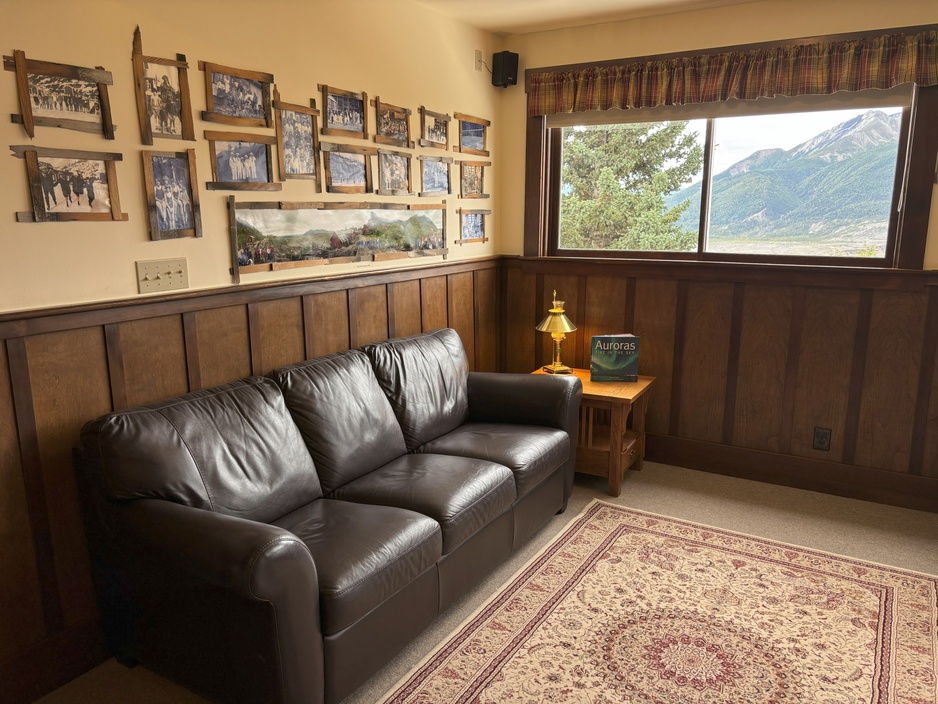 Kennicott Glacier Lodge Lounge Sofa & Historic Photos