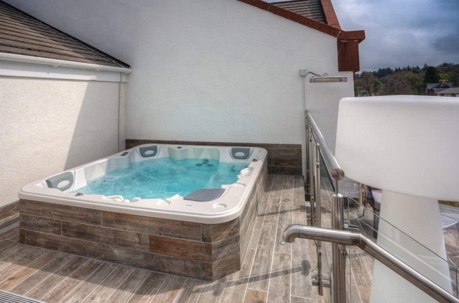 Auchrannie Resort private jacuzzi on the balcony