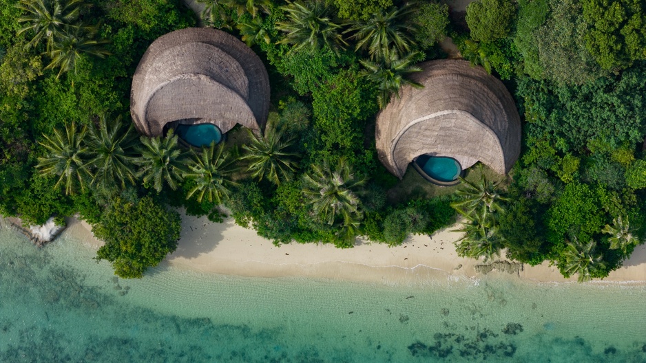 Cempedak Island Beach villas from above