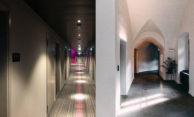 Hotel corridor vs. Boutique hotel corridor