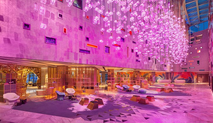 W Dubai Hotel Extravagant Pink Lobby