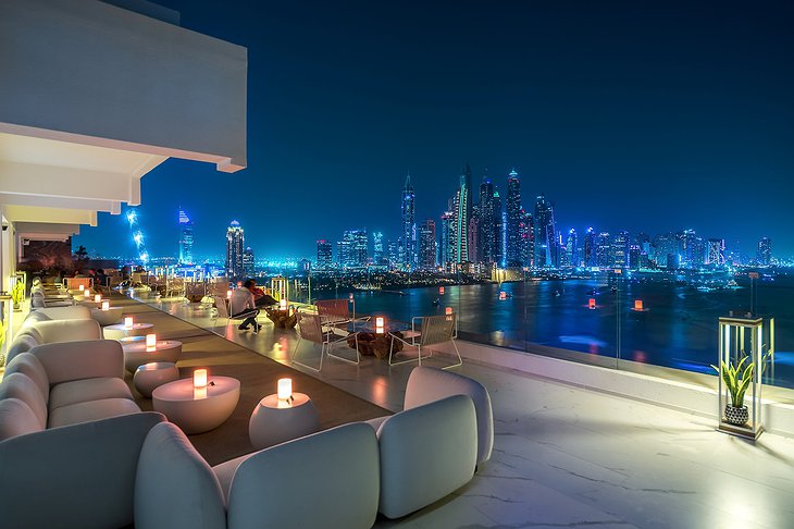 FIVE Palm Jumeirah Dubai Rooftop Panorama Bar With Dubai Marina View