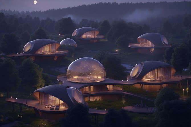 Neo-futuristic bubble lodges