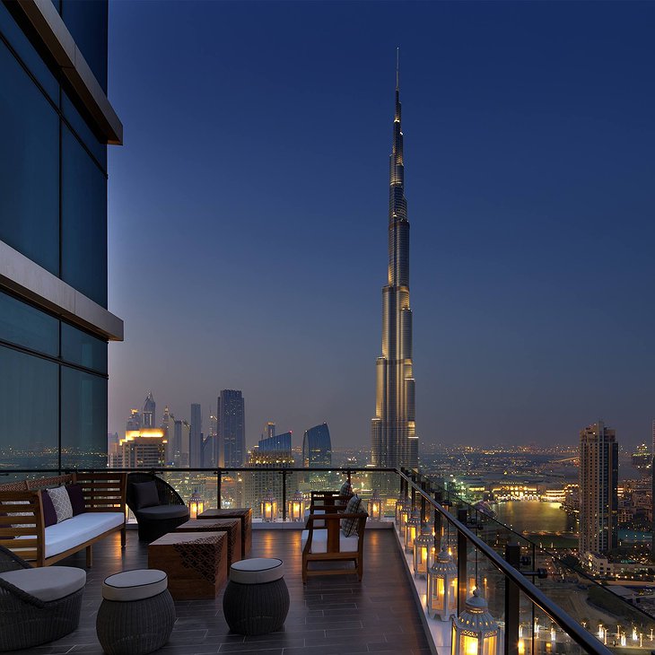 Taj Hotel Dubai Rooftop Terrace Night Panorama