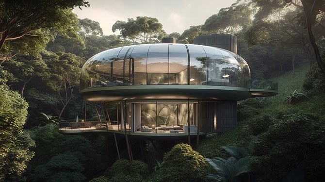 Modern glass treehouse