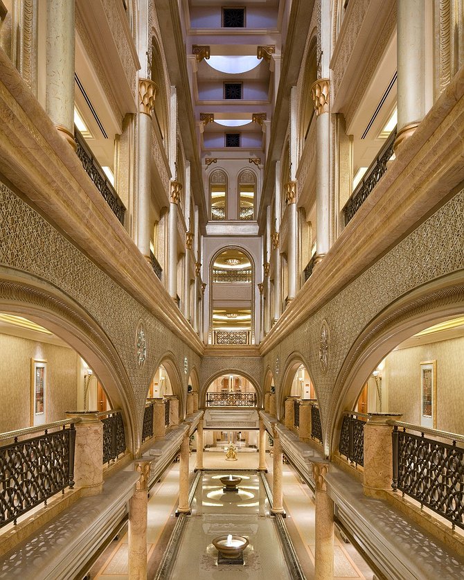 Emirates Palace has 12 external and 8 indoor fountains