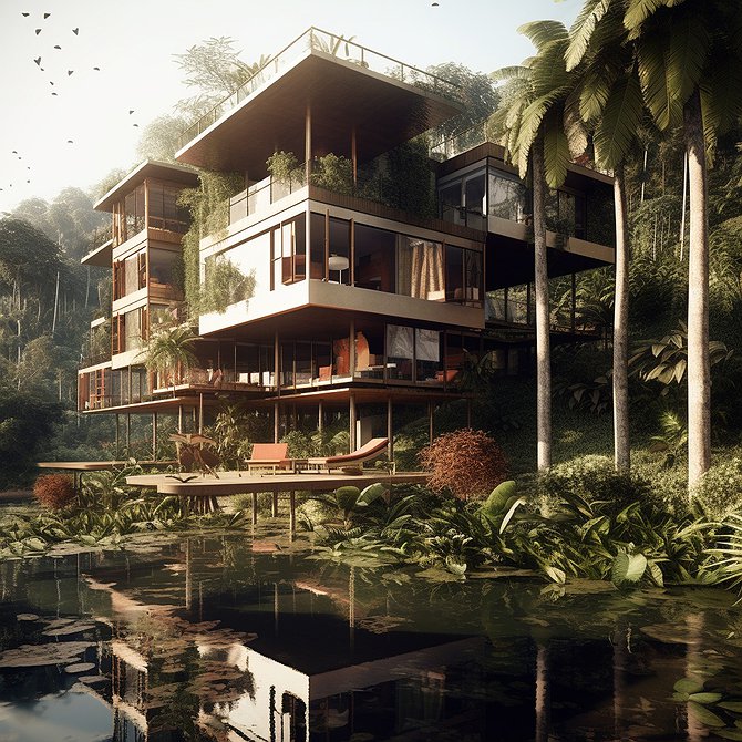 AI-Generated Modern Tropical Hotel