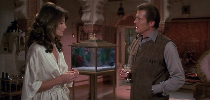 Roger Moore, Maud Adams in the Lake Palace